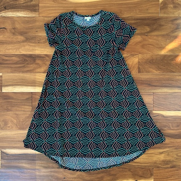 LuLaRoe Neon Geometric Designed Carly High Low Dress size Small - Picture 1 of 3